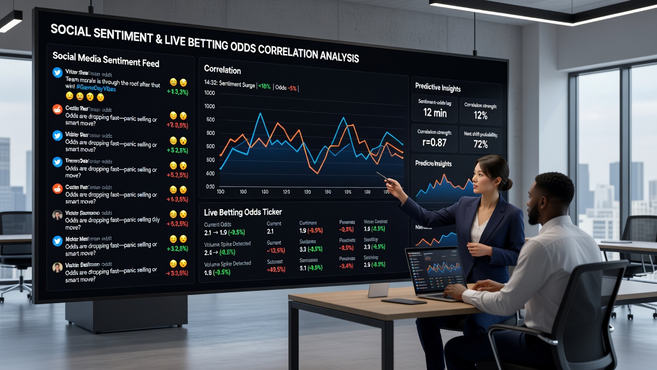 Graph illustrating sentiment score fluctuations next to MLB live odds adjustments during a sample game