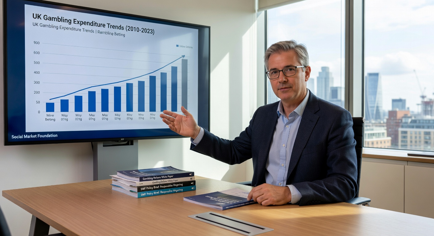 Graph showing fluctuating gambling revenue lines alongside icons of horse racing and regulatory documents, highlighting industry concerns over affordability measures