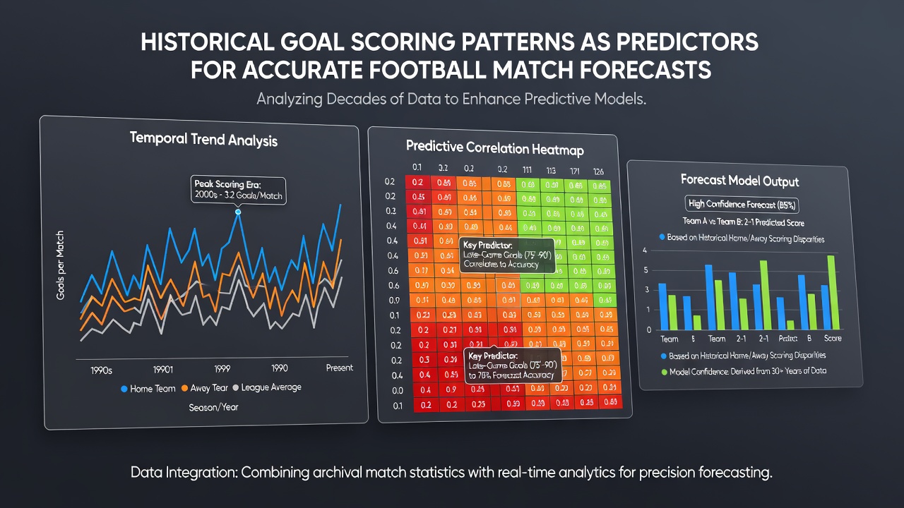 Football match statistics dashboard showing goal timing and venue-based scoring trends