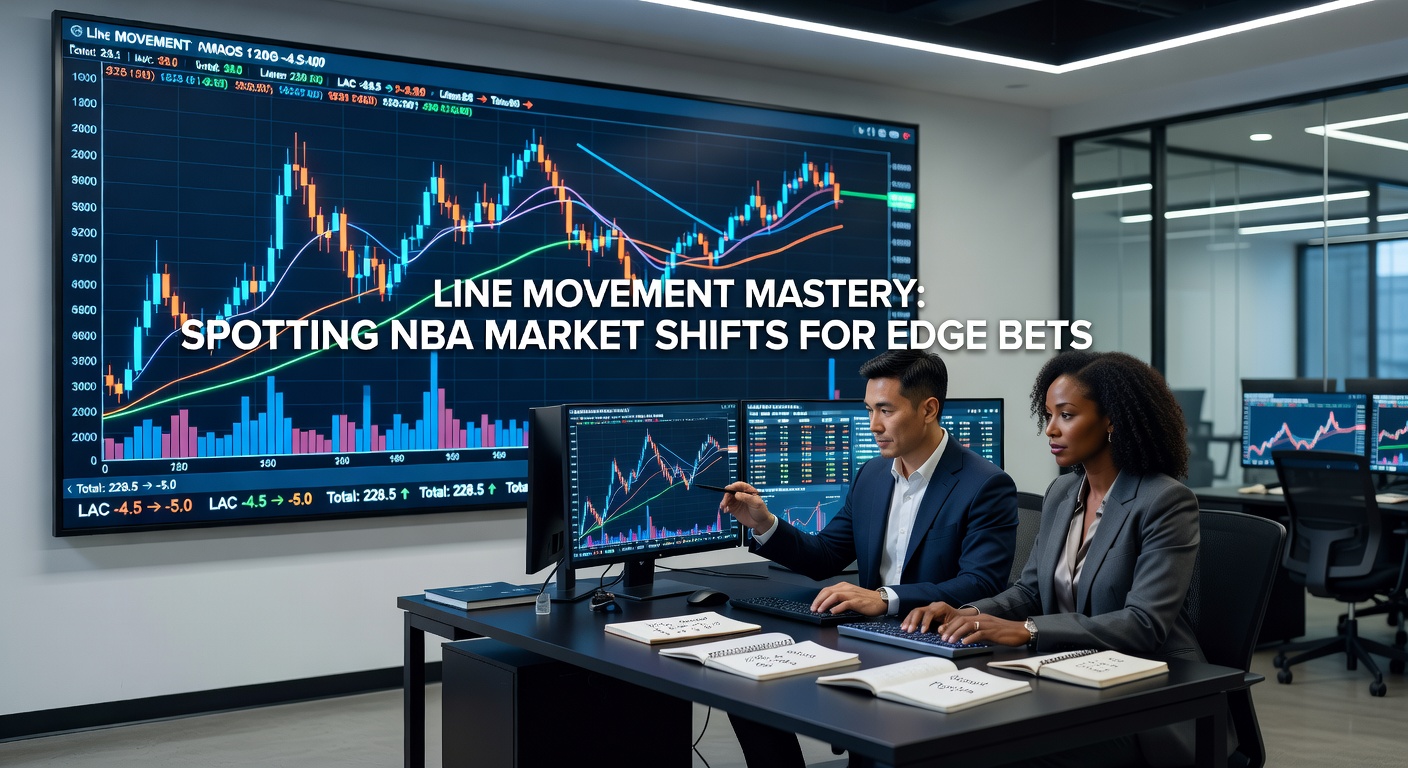 Close-up of betting screen displaying NBA odds with highlighted line movements and timestamps