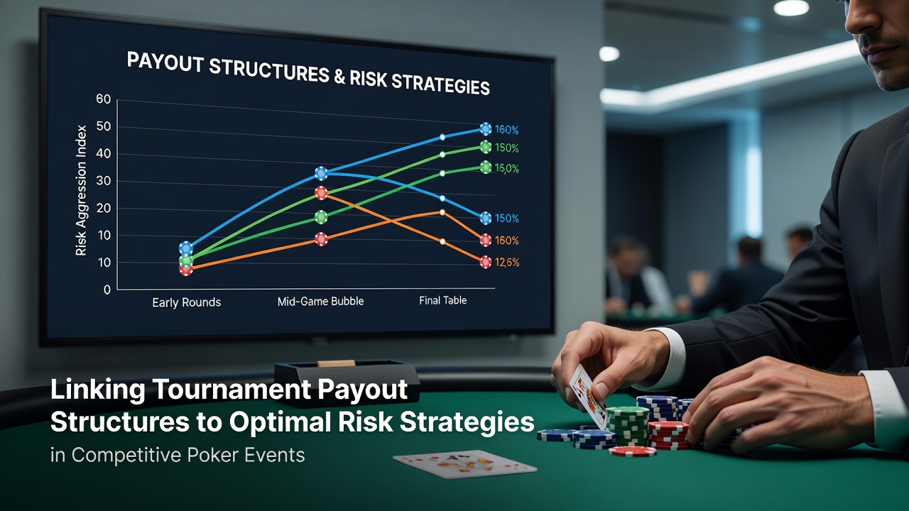 Poker tournament table with chips and cards illustrating payout and risk dynamics