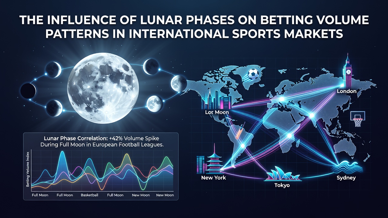 Chart showing lunar phases alongside betting volume trends in major sports leagues